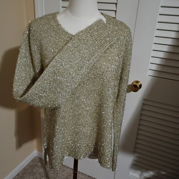 Gold Metallic Juniors XL 15/17 Tunic Sweater Round Neck Machine Washable - Picture 10 of 16